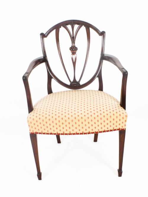 fig 3. Antique Set 14 Hepplewhite Mahogany Dining Chairs 19th Century