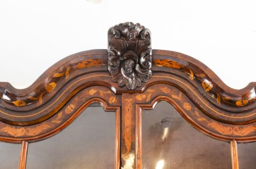 fig 3. Antique Dutch Marquetry Inlaid Walnut Display Cabinet Vitrine 18th C