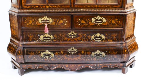 fig 6. Antique Dutch Marquetry Inlaid Walnut Display Cabinet Vitrine 18th C
