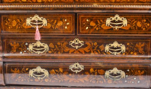fig 7. Antique Dutch Marquetry Inlaid Walnut Display Cabinet Vitrine 18th C