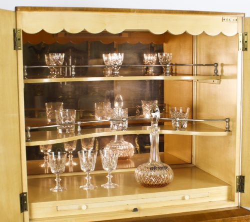 fig 3. Antique Art Deco Burr Walnut Cocktail Cabinet Dry Bar c.1920