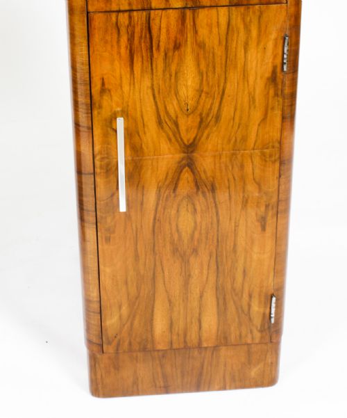 fig 2. Antique Pair Art Deco Figured Walnut Bedside Cabinets 1920