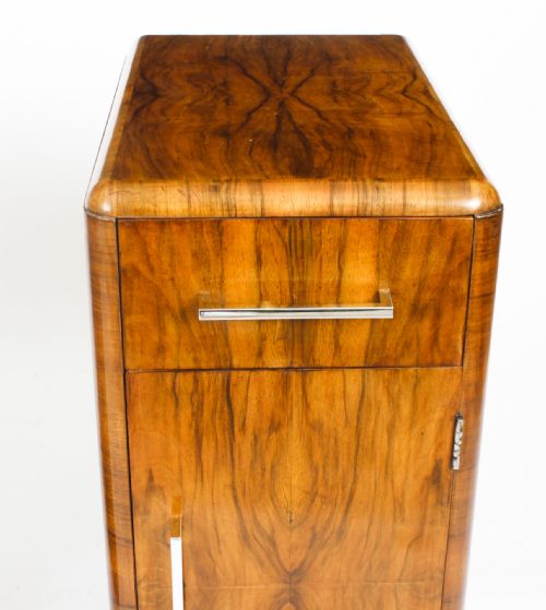 fig 3. Antique Pair Art Deco Figured Walnut Bedside Cabinets 1920