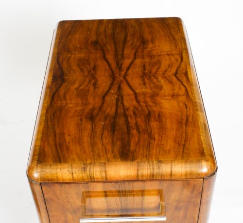 fig 4. Antique Pair Art Deco Figured Walnut Bedside Cabinets 1920