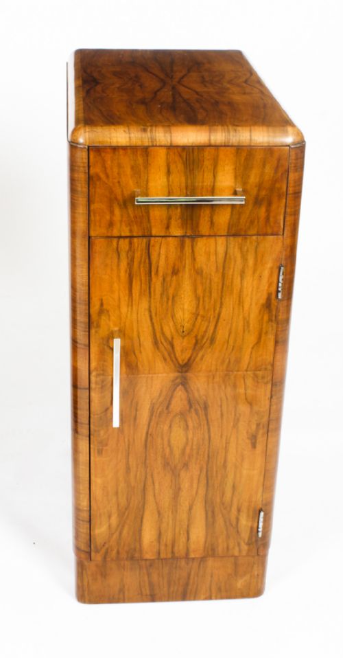 fig 5. Antique Pair Art Deco Figured Walnut Bedside Cabinets 1920