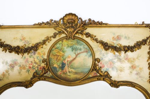 fig 2. Antique French Painted & Parcel Gilt Trumeau Mirror 19th C 162x114cm