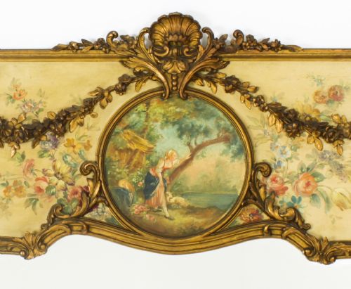 fig 3. Antique French Painted & Parcel Gilt Trumeau Mirror 19th C 162x114cm