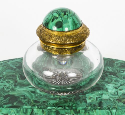 fig 2. Antique Malachite Desk Set Inkwell 19th Century C1880