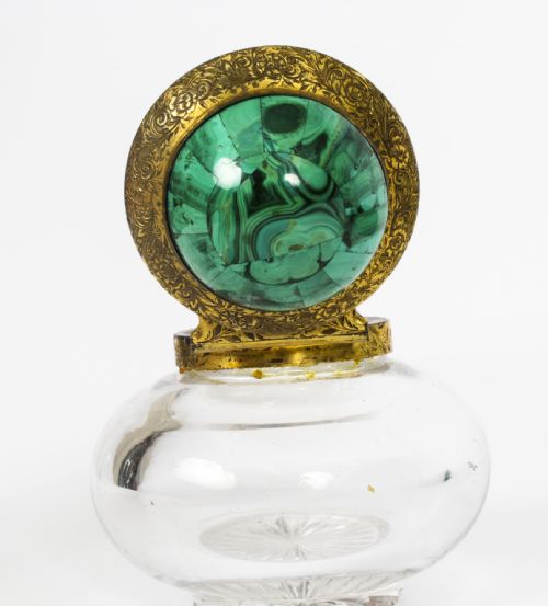 fig 3. Antique Malachite Desk Set Inkwell 19th Century C1880