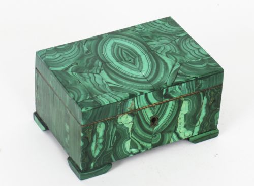 Antique Malachite & Gilt Bronze Lidded Jewellery Casket 19th C C1860
