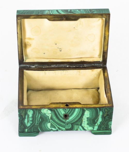 fig 2. Antique Malachite & Gilt Bronze Lidded Jewellery Casket 19th C C1860