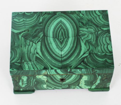 fig 3. Antique Malachite & Gilt Bronze Lidded Jewellery Casket 19th C C1860