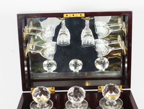 fig 8. Antique English Victorian Three Crystal Bottle Tantalus c. 1880 19th C
