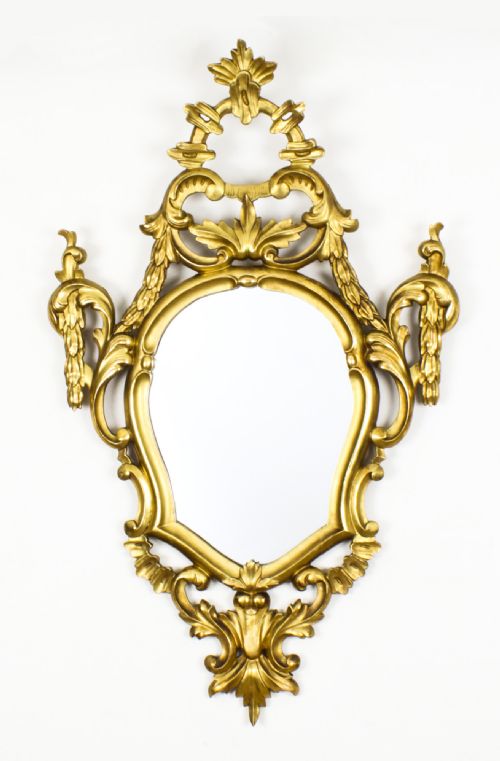 ANTIQUE PAIR FLORENTINE ROCOCO GILTWOOD MIRRORS 19TH CENTURY 102X63CM - ADDITIONAL PHOTO 1
