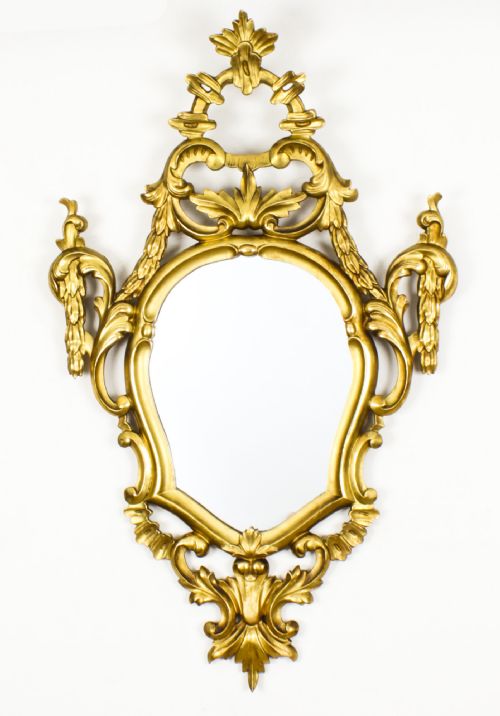ANTIQUE PAIR FLORENTINE ROCOCO GILTWOOD MIRRORS 19TH CENTURY 102X63CM - ADDITIONAL PHOTO 2