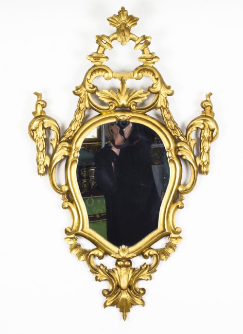ANTIQUE PAIR FLORENTINE ROCOCO GILTWOOD MIRRORS 19TH CENTURY 102X63CM - ADDITIONAL PHOTO 3