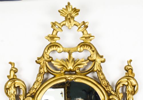 ANTIQUE PAIR FLORENTINE ROCOCO GILTWOOD MIRRORS 19TH CENTURY 102X63CM - ADDITIONAL PHOTO 4