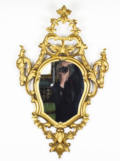 ANTIQUE PAIR FLORENTINE ROCOCO GILTWOOD MIRRORS 19TH CENTURY 102X63CM - ADDITIONAL PHOTO 5