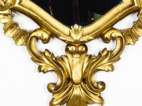 ANTIQUE PAIR FLORENTINE ROCOCO GILTWOOD MIRRORS 19TH CENTURY 102X63CM - ADDITIONAL PHOTO 9