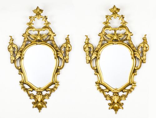 ANTIQUE PAIR FLORENTINE ROCOCO GILTWOOD MIRRORS 19TH CENTURY 102X63CM - ADDITIONAL PHOTO 12