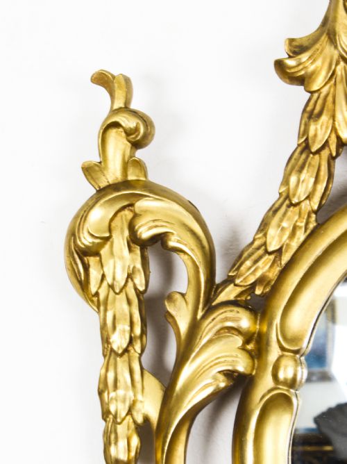 ANTIQUE PAIR FLORENTINE ROCOCO GILTWOOD MIRRORS 19TH CENTURY 102X63CM - ADDITIONAL PHOTO 14