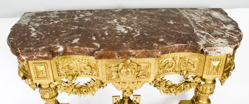 fig 2. Antique Louis XV Revival Carved Giltwood Console Pier Table c.1870 19th C