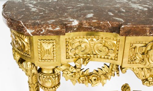 fig 3. Antique Louis XV Revival Carved Giltwood Console Pier Table c.1870 19th C