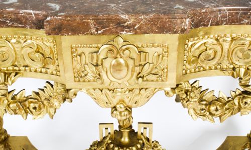 fig 4. Antique Louis XV Revival Carved Giltwood Console Pier Table c.1870 19th C