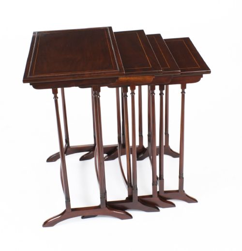 ANTIQUE EDWARDIAN MAHOGANY NEST OF FOUR TABLES CIRCA 1900 - ADDITIONAL PHOTO 3