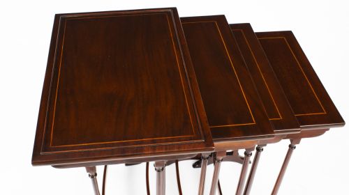 ANTIQUE EDWARDIAN MAHOGANY NEST OF FOUR TABLES CIRCA 1900 - ADDITIONAL PHOTO 4