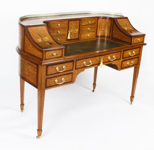 Antique Satinwood Carlton House Writing Desk Druce & Co 19th C
