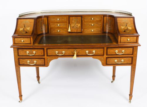 fig 1. Antique Satinwood Carlton House Writing Desk Druce & Co 19th C