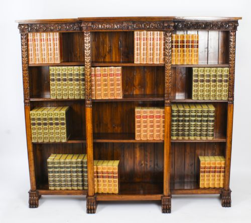 ANTIQUE VICTORIAN OPEN BREAKFRONT OPEN BOOKCASE 19TH CENTURY - ADDITIONAL PHOTO 1