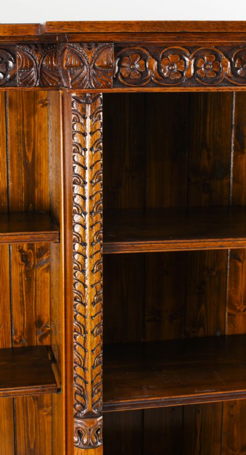 ANTIQUE VICTORIAN OPEN BREAKFRONT OPEN BOOKCASE 19TH CENTURY - ADDITIONAL PHOTO 3
