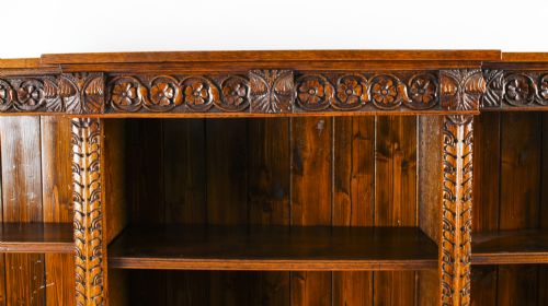 ANTIQUE VICTORIAN OPEN BREAKFRONT OPEN BOOKCASE 19TH CENTURY - ADDITIONAL PHOTO 4