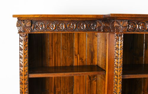 ANTIQUE VICTORIAN OPEN BREAKFRONT OPEN BOOKCASE 19TH CENTURY - ADDITIONAL PHOTO 5