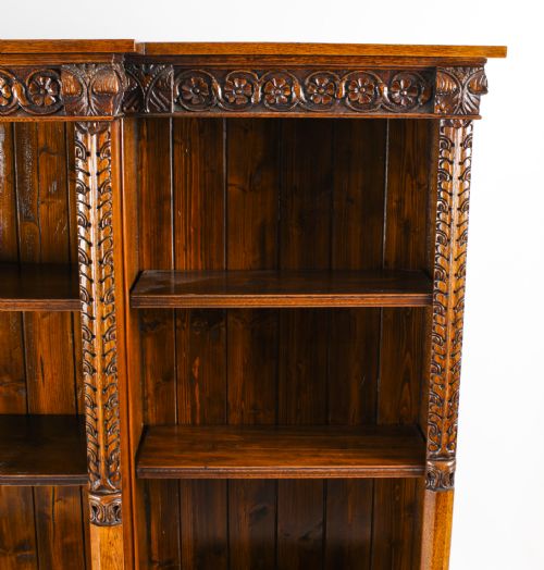 ANTIQUE VICTORIAN OPEN BREAKFRONT OPEN BOOKCASE 19TH CENTURY - ADDITIONAL PHOTO 7