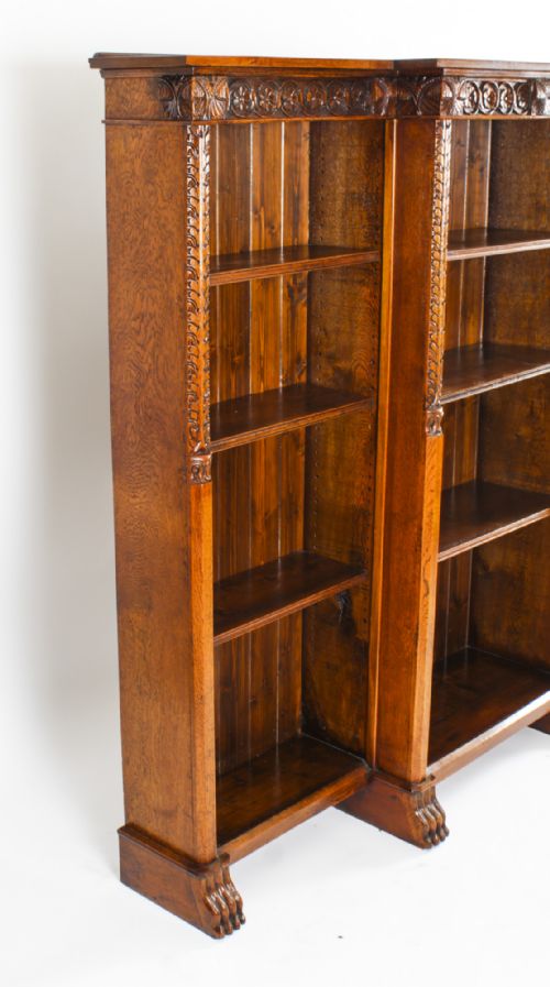 ANTIQUE VICTORIAN OPEN BREAKFRONT OPEN BOOKCASE 19TH CENTURY - ADDITIONAL PHOTO 13