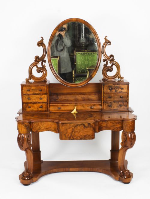 Antique Victorian Burr Walnut Duchesse Dressing Table 19th C

