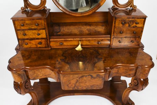fig 3. Antique Victorian Burr Walnut Duchesse Dressing Table 19th C