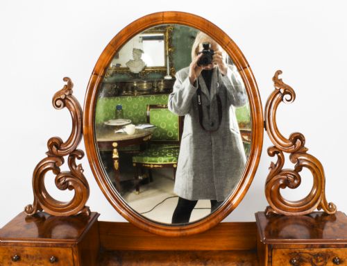 fig 5. Antique Victorian Burr Walnut Duchesse Dressing Table 19th C