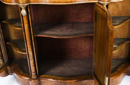 fig 8. Antique Victorian Serpentine Burr Walnut Marquetry Credenza 19th C