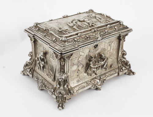 Antique French Silver-plated Jewellery Casket 19th Century
