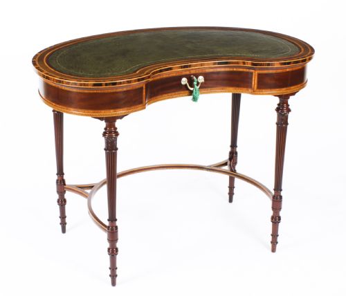 Antique Edwardian Kidney Writing Table Desk Secret Drawers 19th C
