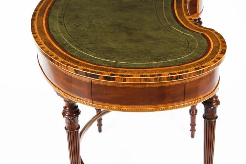 fig 4. Antique Edwardian Kidney Writing Table Desk Secret Drawers 19th C