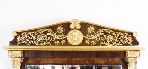 ANTIQUE FRENCH BURR WALNUT PARCEL GILT MIRROR 19TH C 144X89CM - ADDITIONAL PHOTO 1
