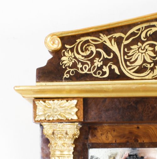 ANTIQUE FRENCH BURR WALNUT PARCEL GILT MIRROR 19TH C 144X89CM - ADDITIONAL PHOTO 4