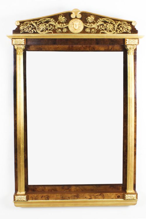 ANTIQUE FRENCH BURR WALNUT PARCEL GILT MIRROR 19TH C 144X89CM - ADDITIONAL PHOTO 10