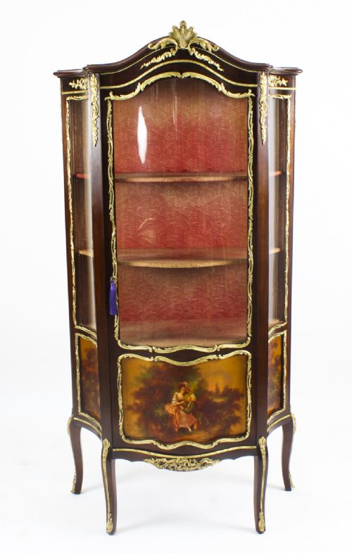 fig 1. Antique French Vernis Martin Vitrine Display Cabinet 19th C