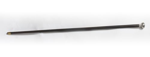 Antique French Silver & Ebonised Watch Opera Cane Walking Stick 19th C
